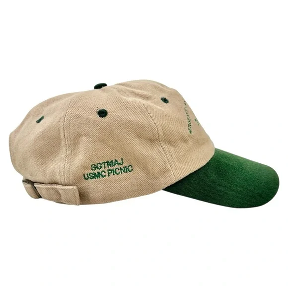 Y2K Vintage Green Tan Brown 2003 Sergeant Major Marine Corps Adjustable Hat Cap - Picture 4 of 8